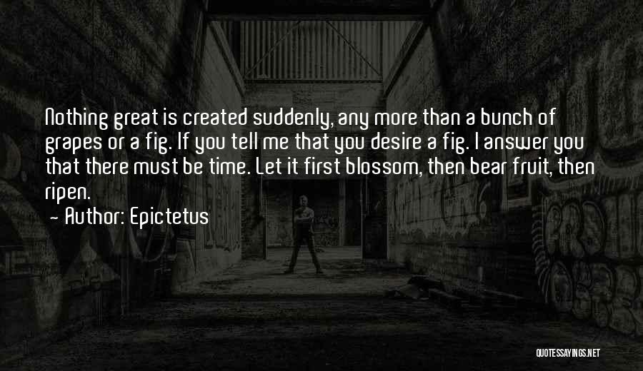 Epictetus Quotes: Nothing Great Is Created Suddenly, Any More Than A Bunch Of Grapes Or A Fig. If You Tell Me That