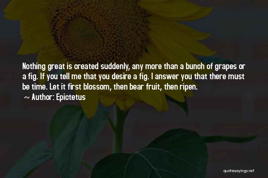 Epictetus Quotes: Nothing Great Is Created Suddenly, Any More Than A Bunch Of Grapes Or A Fig. If You Tell Me That