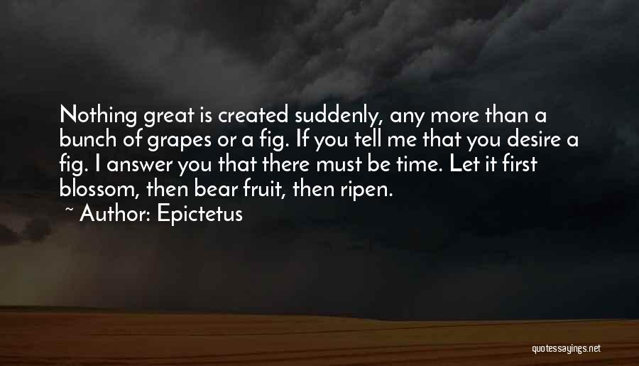 Epictetus Quotes: Nothing Great Is Created Suddenly, Any More Than A Bunch Of Grapes Or A Fig. If You Tell Me That