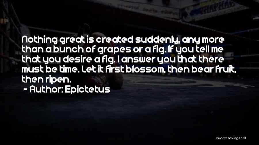 Epictetus Quotes: Nothing Great Is Created Suddenly, Any More Than A Bunch Of Grapes Or A Fig. If You Tell Me That