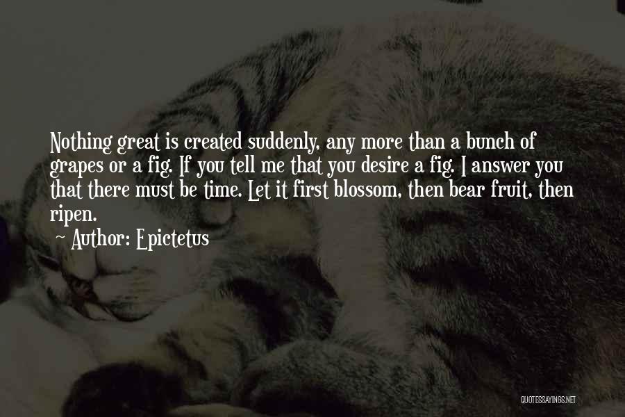 Epictetus Quotes: Nothing Great Is Created Suddenly, Any More Than A Bunch Of Grapes Or A Fig. If You Tell Me That