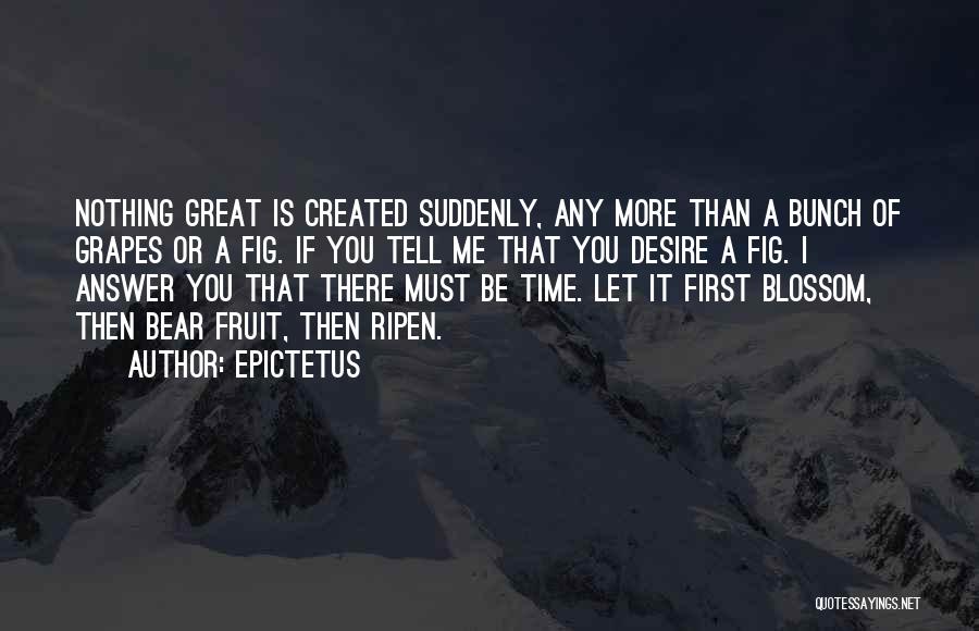 Epictetus Quotes: Nothing Great Is Created Suddenly, Any More Than A Bunch Of Grapes Or A Fig. If You Tell Me That