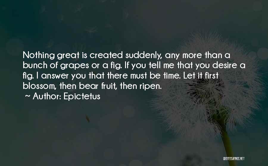 Epictetus Quotes: Nothing Great Is Created Suddenly, Any More Than A Bunch Of Grapes Or A Fig. If You Tell Me That