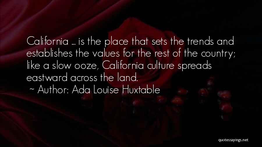 Ada Louise Huxtable Quotes: California ... Is The Place That Sets The Trends And Establishes The Values For The Rest Of The Country; Like