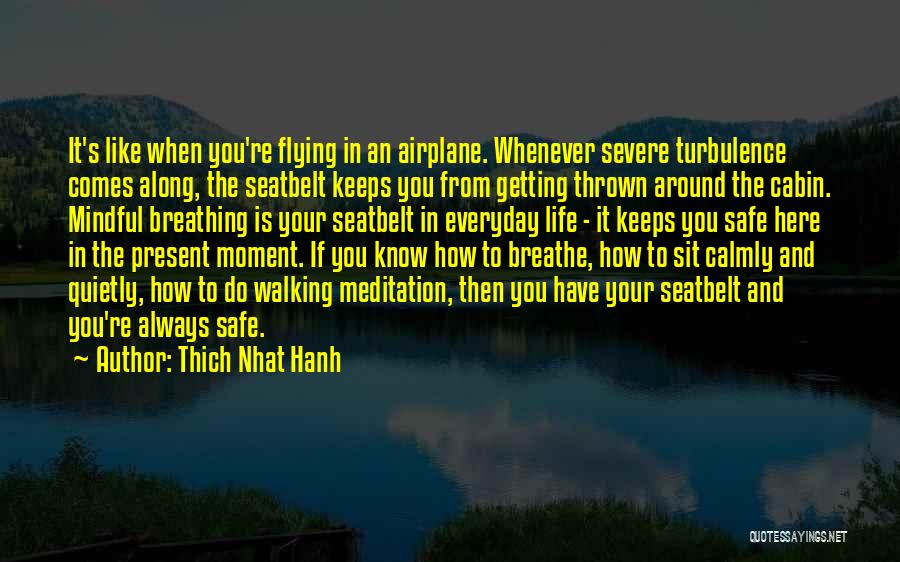 Thich Nhat Hanh Quotes: It's Like When You're Flying In An Airplane. Whenever Severe Turbulence Comes Along, The Seatbelt Keeps You From Getting Thrown
