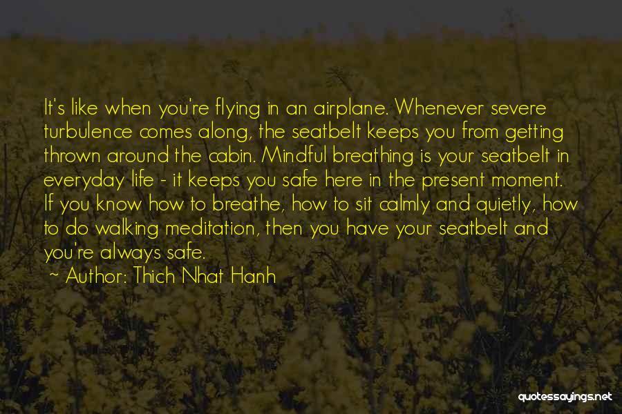 Thich Nhat Hanh Quotes: It's Like When You're Flying In An Airplane. Whenever Severe Turbulence Comes Along, The Seatbelt Keeps You From Getting Thrown