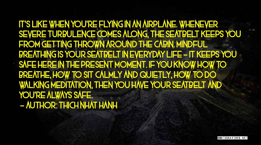 Thich Nhat Hanh Quotes: It's Like When You're Flying In An Airplane. Whenever Severe Turbulence Comes Along, The Seatbelt Keeps You From Getting Thrown