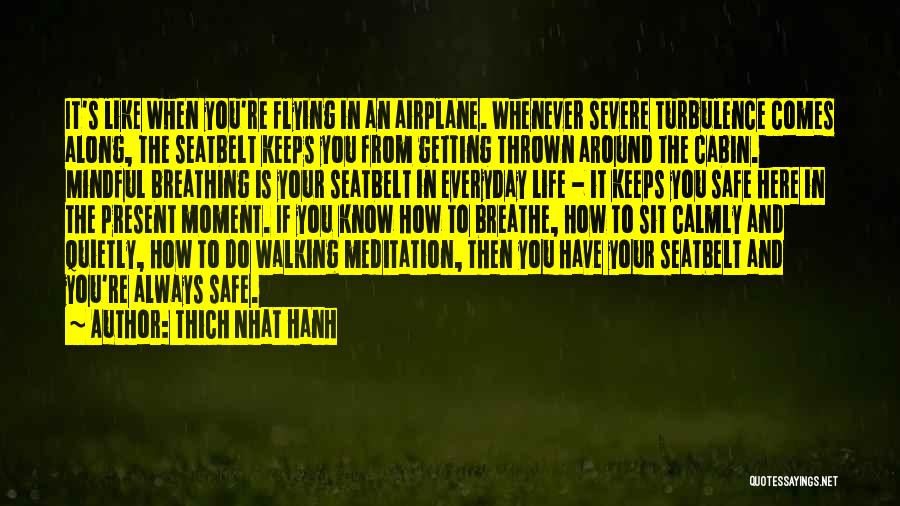 Thich Nhat Hanh Quotes: It's Like When You're Flying In An Airplane. Whenever Severe Turbulence Comes Along, The Seatbelt Keeps You From Getting Thrown