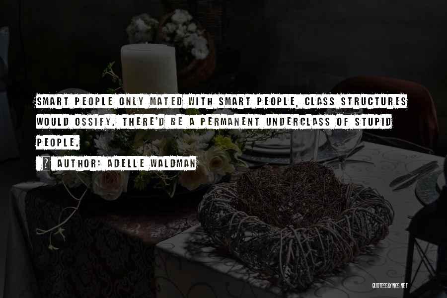 Adelle Waldman Quotes: Smart People Only Mated With Smart People, Class Structures Would Ossify. There'd Be A Permanent Underclass Of Stupid People.