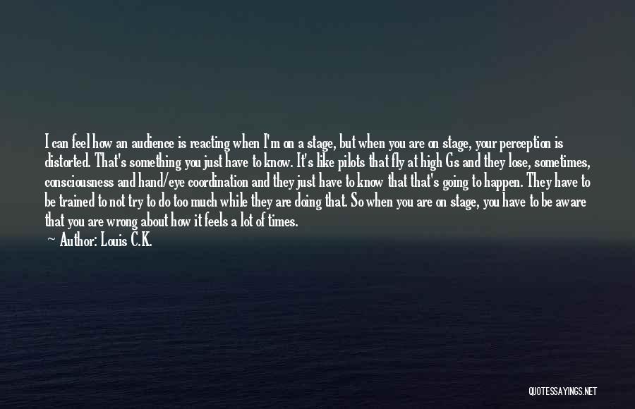 Louis C.K. Quotes: I Can Feel How An Audience Is Reacting When I'm On A Stage, But When You Are On Stage, Your