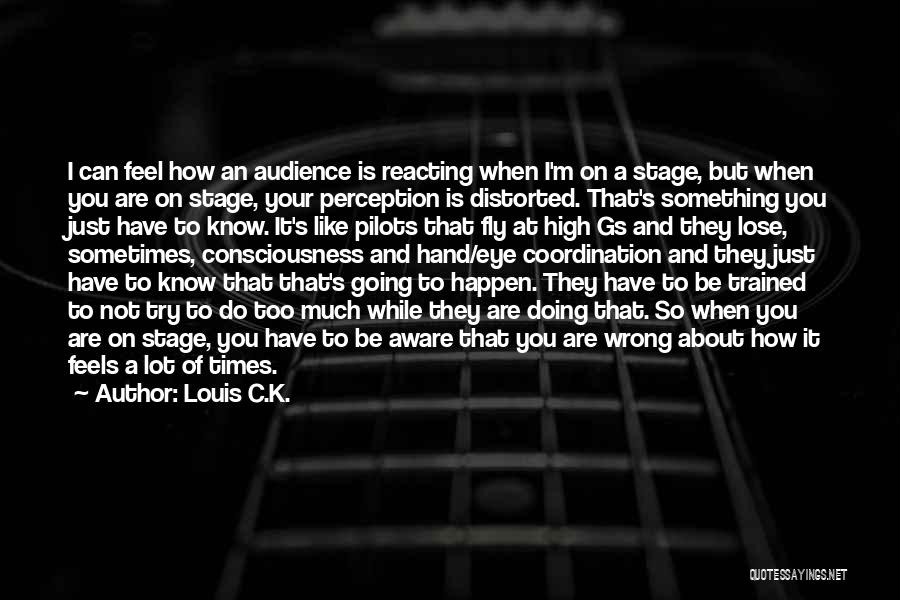 Louis C.K. Quotes: I Can Feel How An Audience Is Reacting When I'm On A Stage, But When You Are On Stage, Your