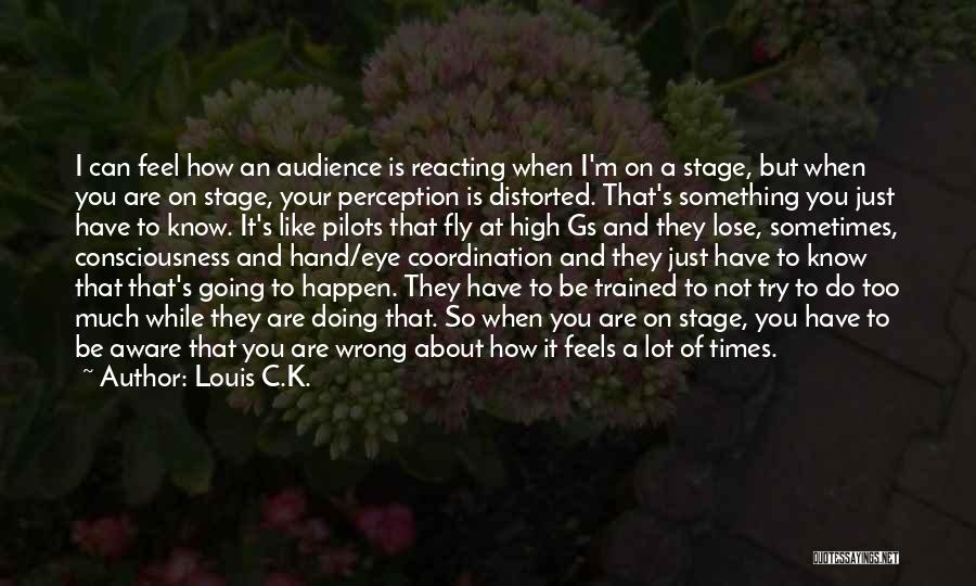 Louis C.K. Quotes: I Can Feel How An Audience Is Reacting When I'm On A Stage, But When You Are On Stage, Your