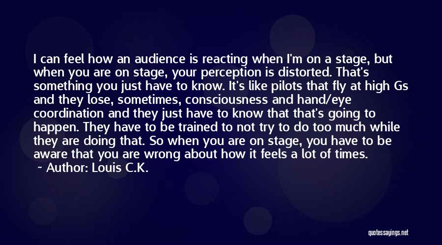 Louis C.K. Quotes: I Can Feel How An Audience Is Reacting When I'm On A Stage, But When You Are On Stage, Your