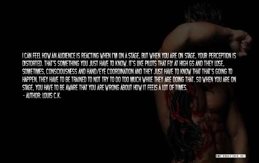 Louis C.K. Quotes: I Can Feel How An Audience Is Reacting When I'm On A Stage, But When You Are On Stage, Your