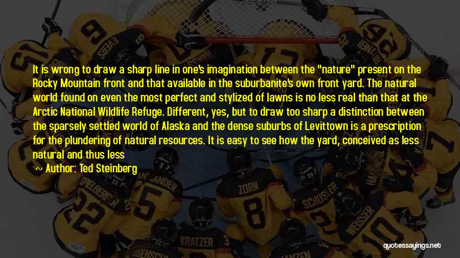 Ted Steinberg Quotes: It Is Wrong To Draw A Sharp Line In One's Imagination Between The Nature Present On The Rocky Mountain Front