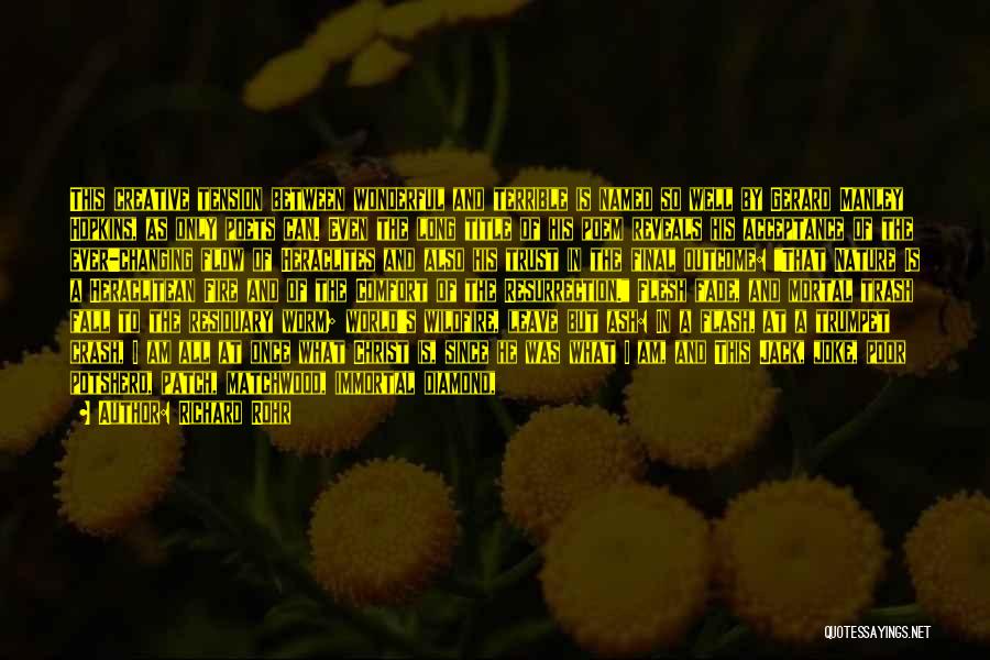 Richard Rohr Quotes: This Creative Tension Between Wonderful And Terrible Is Named So Well By Gerard Manley Hopkins, As Only Poets Can. Even