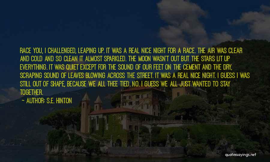 S.E. Hinton Quotes: Race You, I Challenged, Leaping Up. It Was A Real Nice Night For A Race. The Air Was Clear And