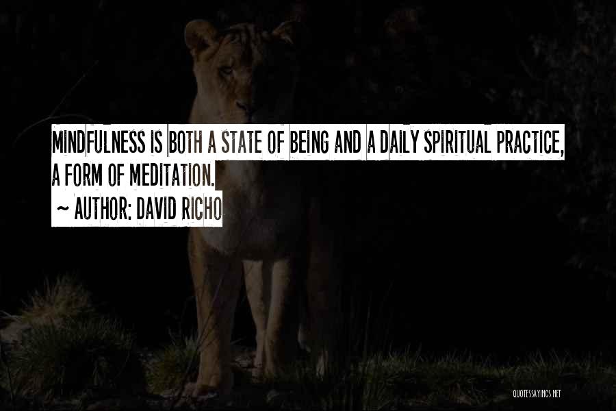 David Richo Quotes: Mindfulness Is Both A State Of Being And A Daily Spiritual Practice, A Form Of Meditation.