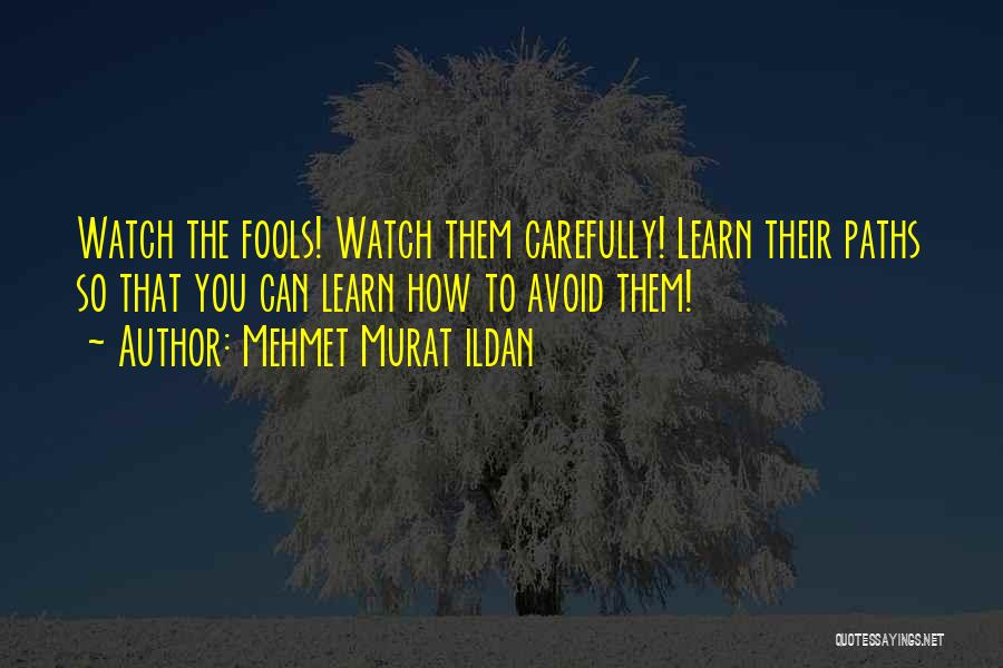 Mehmet Murat Ildan Quotes: Watch The Fools! Watch Them Carefully! Learn Their Paths So That You Can Learn How To Avoid Them!