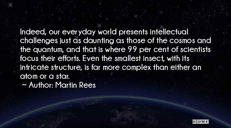 Martin Rees Quotes: Indeed, Our Everyday World Presents Intellectual Challenges Just As Daunting As Those Of The Cosmos And The Quantum, And That