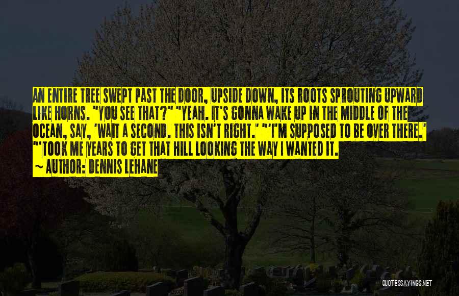 Dennis Lehane Quotes: An Entire Tree Swept Past The Door, Upside Down, Its Roots Sprouting Upward Like Horns. You See That? Yeah. It's