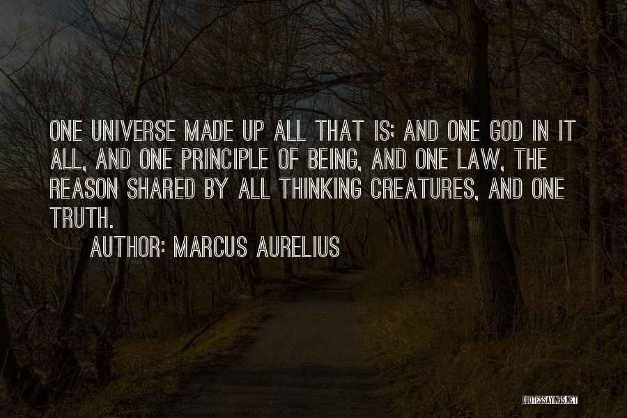Marcus Aurelius Quotes: One Universe Made Up All That Is; And One God In It All, And One Principle Of Being, And One