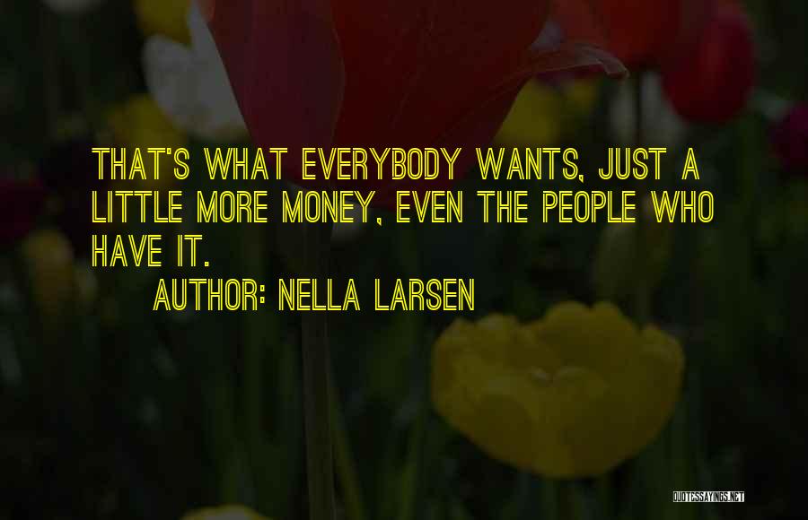 Nella Larsen Quotes: That's What Everybody Wants, Just A Little More Money, Even The People Who Have It.
