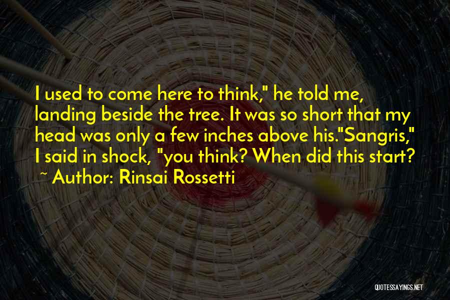 Rinsai Rossetti Quotes: I Used To Come Here To Think, He Told Me, Landing Beside The Tree. It Was So Short That My