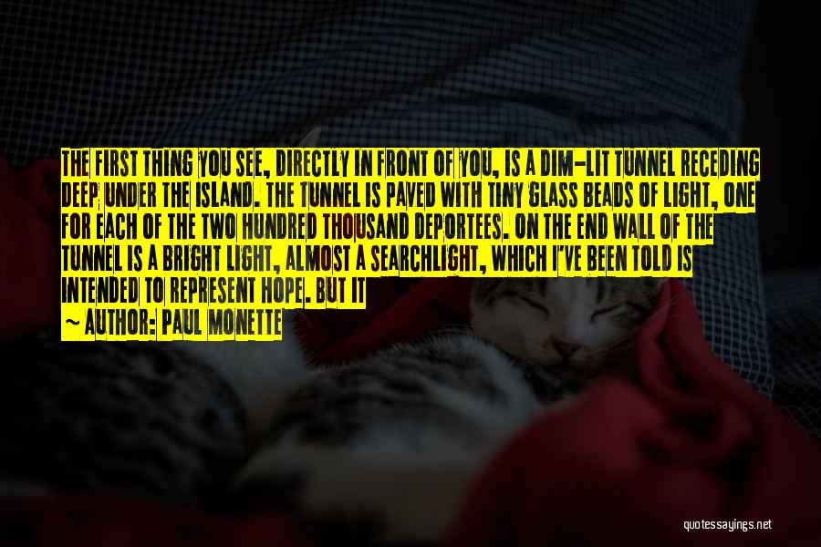 Paul Monette Quotes: The First Thing You See, Directly In Front Of You, Is A Dim-lit Tunnel Receding Deep Under The Island. The