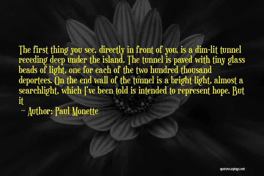 Paul Monette Quotes: The First Thing You See, Directly In Front Of You, Is A Dim-lit Tunnel Receding Deep Under The Island. The