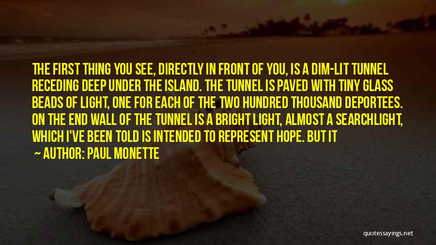 Paul Monette Quotes: The First Thing You See, Directly In Front Of You, Is A Dim-lit Tunnel Receding Deep Under The Island. The