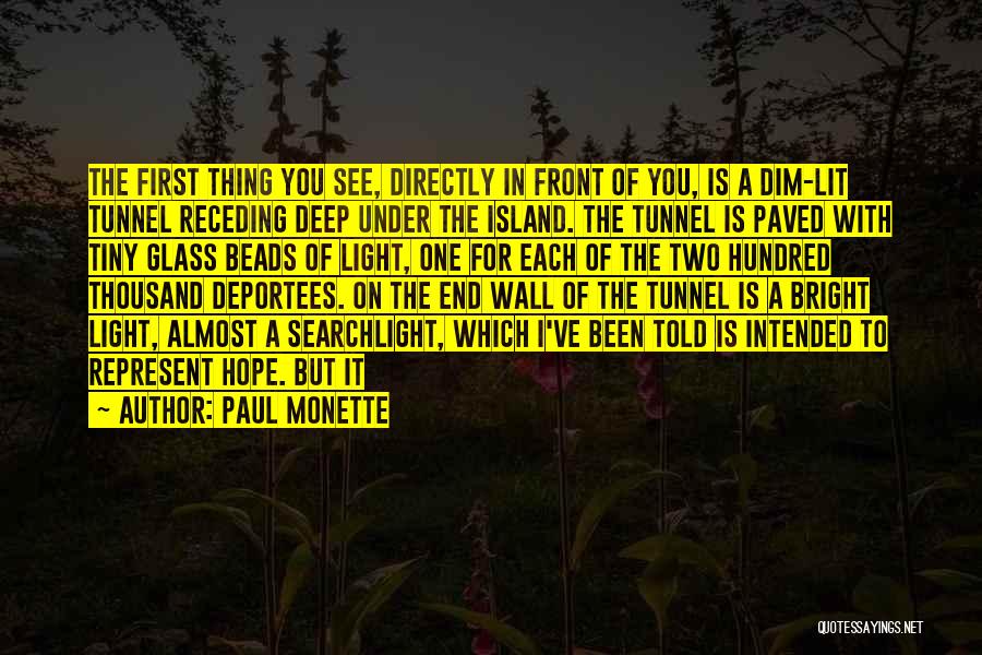 Paul Monette Quotes: The First Thing You See, Directly In Front Of You, Is A Dim-lit Tunnel Receding Deep Under The Island. The