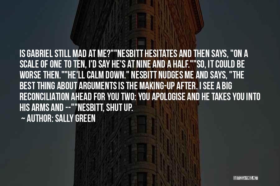 Sally Green Quotes: Is Gabriel Still Mad At Me?nesbitt Hesitates And Then Says, On A Scale Of One To Ten, I'd Say He's