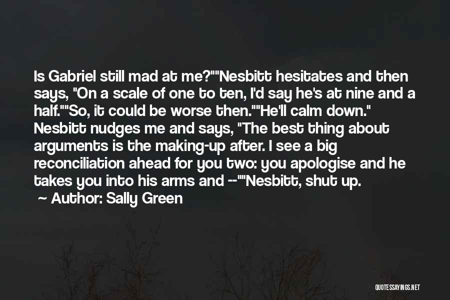 Sally Green Quotes: Is Gabriel Still Mad At Me?nesbitt Hesitates And Then Says, On A Scale Of One To Ten, I'd Say He's