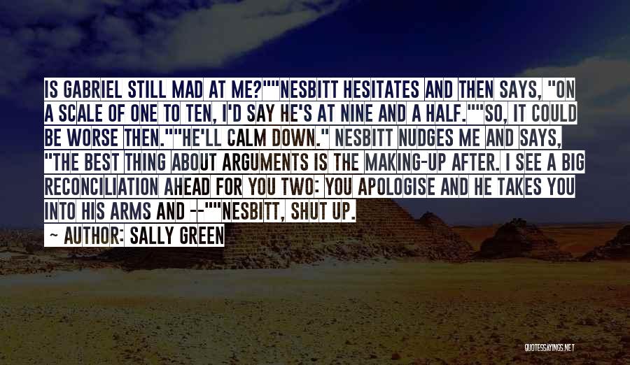 Sally Green Quotes: Is Gabriel Still Mad At Me?nesbitt Hesitates And Then Says, On A Scale Of One To Ten, I'd Say He's