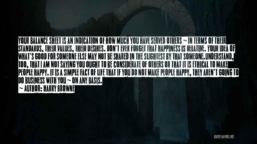 Harry Browne Quotes: Your Balance Sheet Is An Indication Of How Much You Have Served Others ~ In Terms Of Their Standards, Their