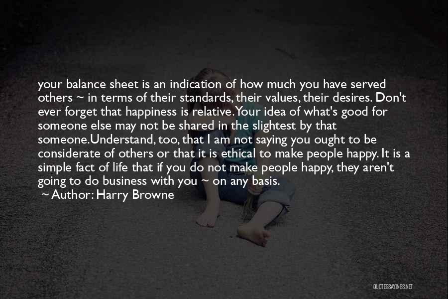 Harry Browne Quotes: Your Balance Sheet Is An Indication Of How Much You Have Served Others ~ In Terms Of Their Standards, Their