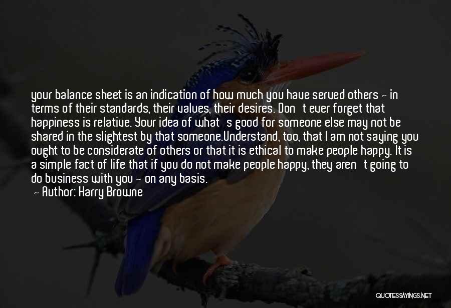 Harry Browne Quotes: Your Balance Sheet Is An Indication Of How Much You Have Served Others ~ In Terms Of Their Standards, Their