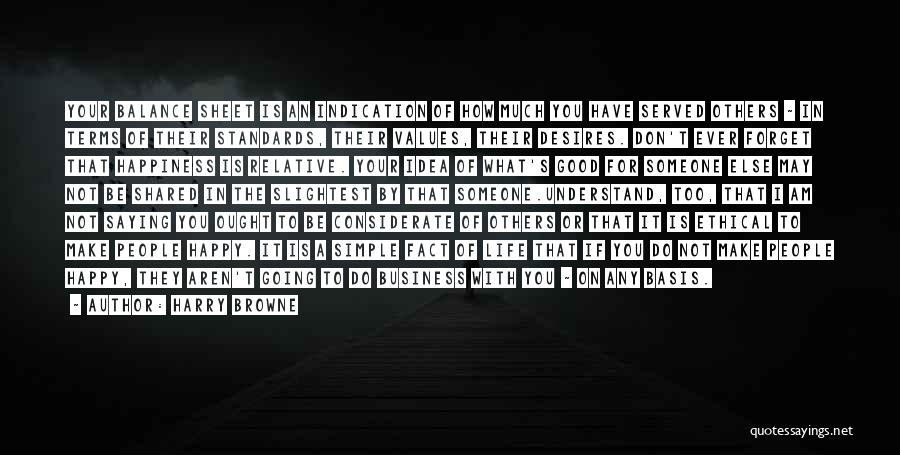 Harry Browne Quotes: Your Balance Sheet Is An Indication Of How Much You Have Served Others ~ In Terms Of Their Standards, Their