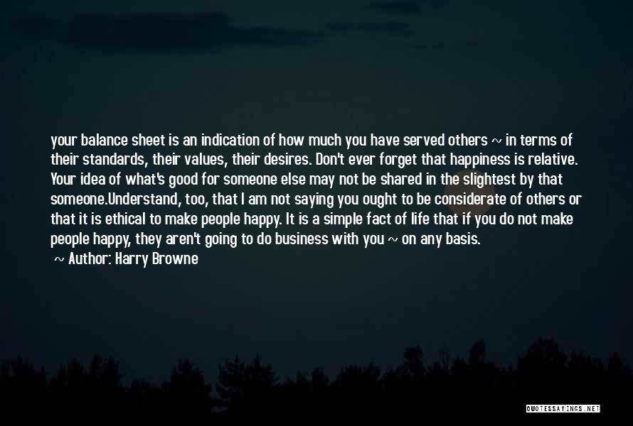 Harry Browne Quotes: Your Balance Sheet Is An Indication Of How Much You Have Served Others ~ In Terms Of Their Standards, Their