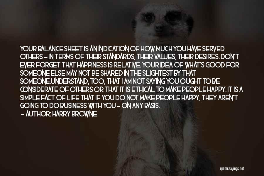 Harry Browne Quotes: Your Balance Sheet Is An Indication Of How Much You Have Served Others ~ In Terms Of Their Standards, Their