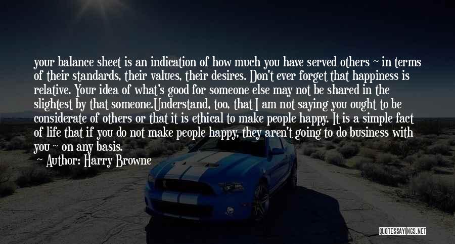 Harry Browne Quotes: Your Balance Sheet Is An Indication Of How Much You Have Served Others ~ In Terms Of Their Standards, Their