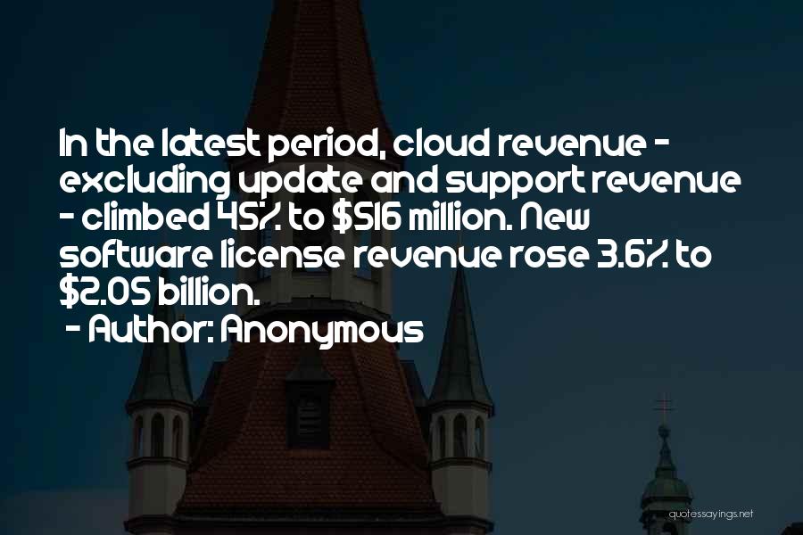 Anonymous Quotes: In The Latest Period, Cloud Revenue - Excluding Update And Support Revenue - Climbed 45% To $516 Million. New Software