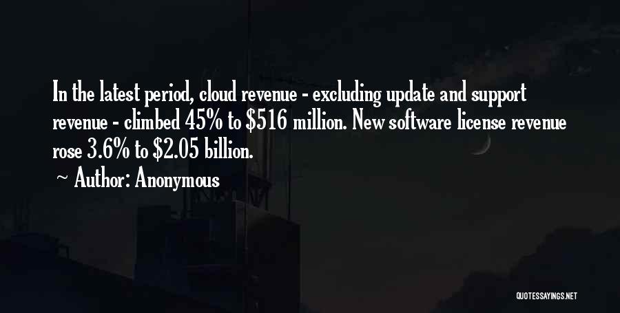 Anonymous Quotes: In The Latest Period, Cloud Revenue - Excluding Update And Support Revenue - Climbed 45% To $516 Million. New Software