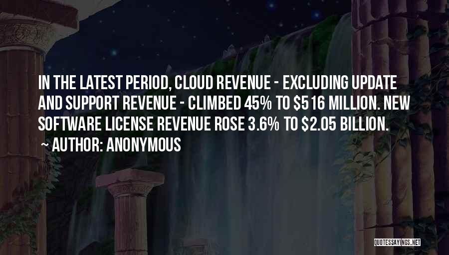 Anonymous Quotes: In The Latest Period, Cloud Revenue - Excluding Update And Support Revenue - Climbed 45% To $516 Million. New Software