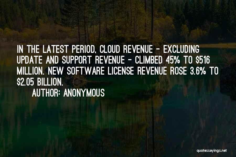 Anonymous Quotes: In The Latest Period, Cloud Revenue - Excluding Update And Support Revenue - Climbed 45% To $516 Million. New Software