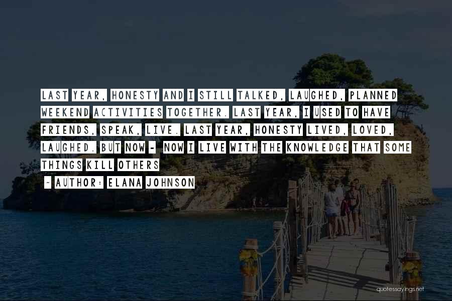 Elana Johnson Quotes: Last Year, Honesty And I Still Talked, Laughed, Planned Weekend Activities Together. Last Year, I Used To Have Friends, Speak,