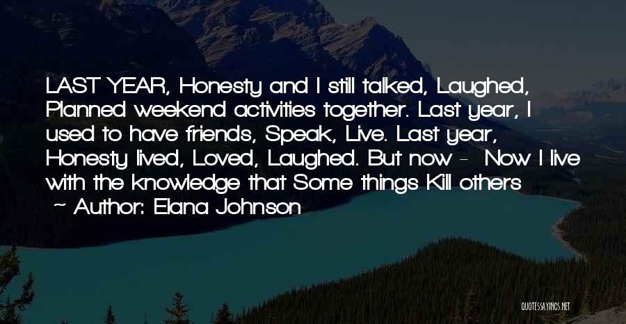 Elana Johnson Quotes: Last Year, Honesty And I Still Talked, Laughed, Planned Weekend Activities Together. Last Year, I Used To Have Friends, Speak,