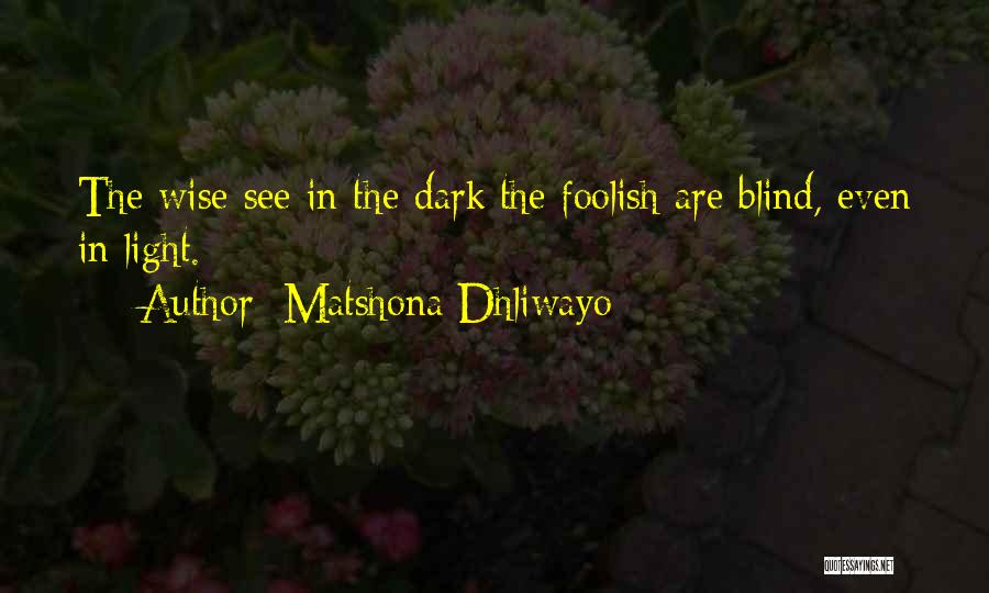 Matshona Dhliwayo Quotes: The Wise See In The Dark;the Foolish Are Blind, Even In Light.