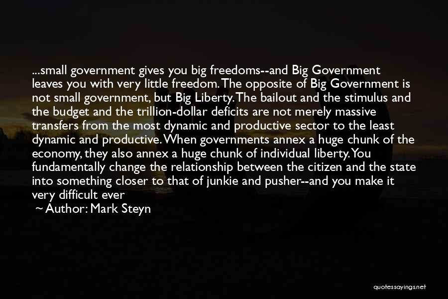 Mark Steyn Quotes: ...small Government Gives You Big Freedoms--and Big Government Leaves You With Very Little Freedom. The Opposite Of Big Government Is
